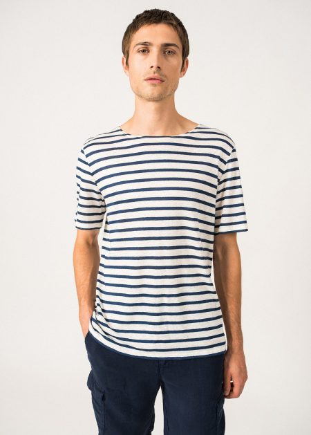 Levant Sailor Striped Shirt – Norman linen (NEIGE/MARINE)