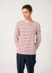 Meridien unisex striped sailor shirt - regular fit, in thick cotton (NEIGE/TERRACOTA)