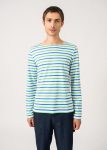Minquiers tricolour striped sailor shirt - slim fit, in light cotton (NEIGE/VERT/MER)