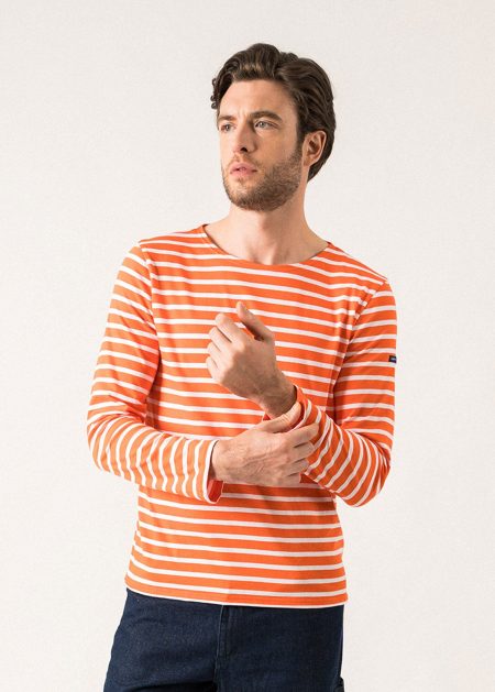 Minquiers unisex striped sailor shirt - regular fit, in light cotton (BASKET/NEIGE)