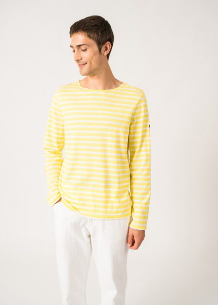 Minquiers unisex striped sailor shirt - regular fit, in light cotton (ACIDULE/NEIGE)