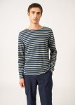 Minquiers unisex striped sailor shirt - regular fit, in light cotton (MARINE/AMANDIER)