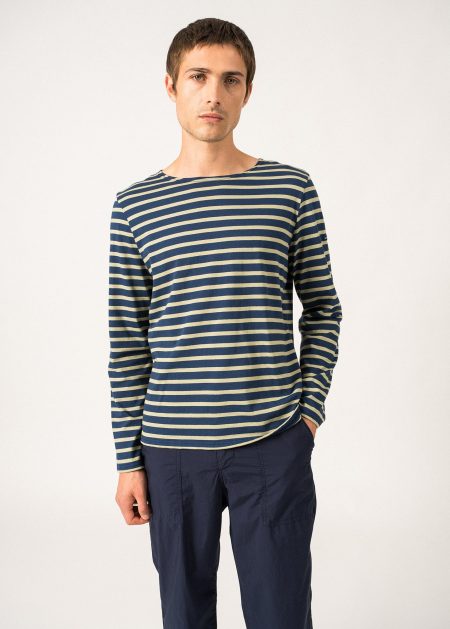 Minquiers unisex striped sailor shirt - regular fit, in light cotton (MARINE/AMANDIER)