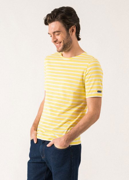 Levant short sleeve striped sailor shirt - regular fit, in light cotton (ACIDULE/NEIGE)